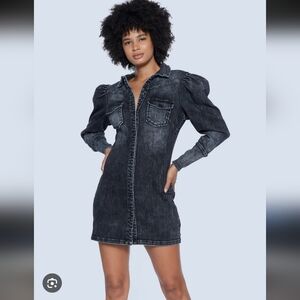 Wash Labs Black Denim Shirt Dress_ M/L